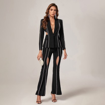 Cut-out Diamonds Decorated Suit
